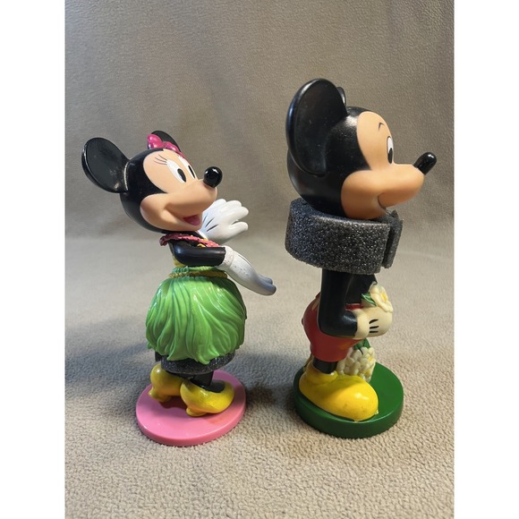 Vintage Disney Mickey and Minnie Mouse Hawaiian Hula Tropical Figurine Set - Picture 2 of 7